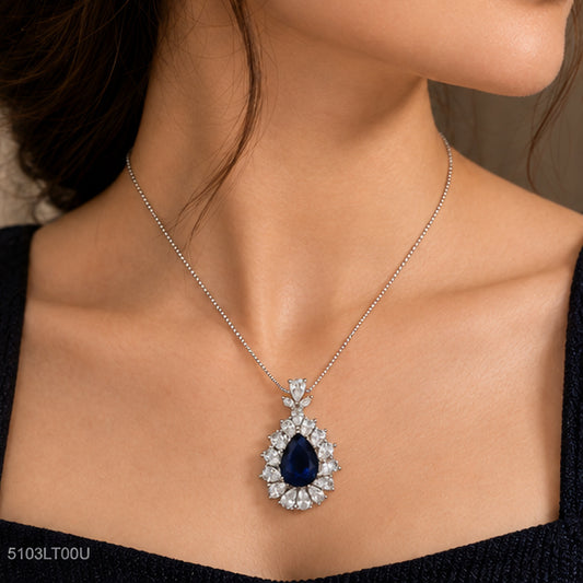 Blue Pear Crystal Locket