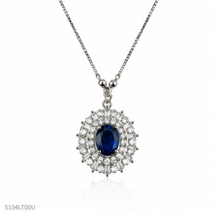 Blue Oval Halo Locket