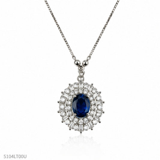 Blue Oval Halo Locket
