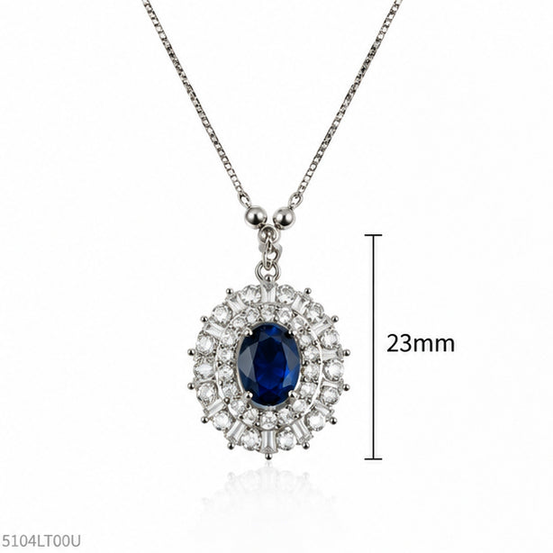 Blue Oval Halo Locket