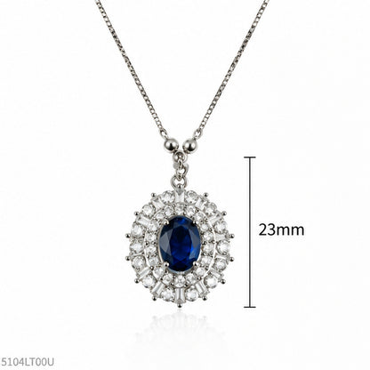 Blue Oval Halo Locket