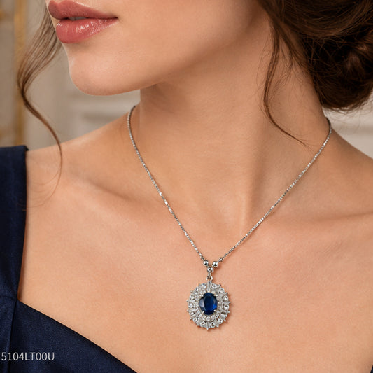 Blue Oval Halo Locket