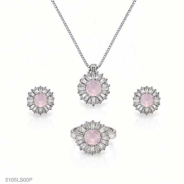Pink Floral Necklace Set