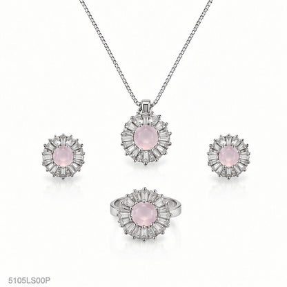 Pink Floral Necklace Set