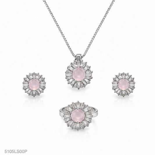 Pink Floral Necklace Set