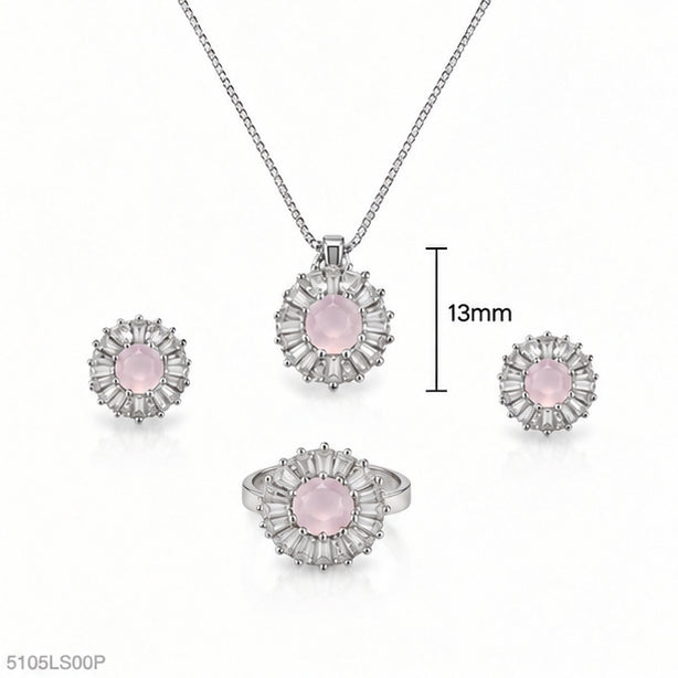 Pink Floral Necklace Set