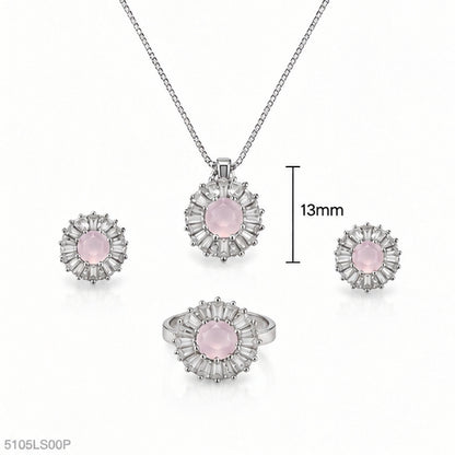 Pink Floral Necklace Set