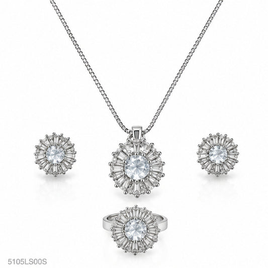 Silver Floral Necklace Set