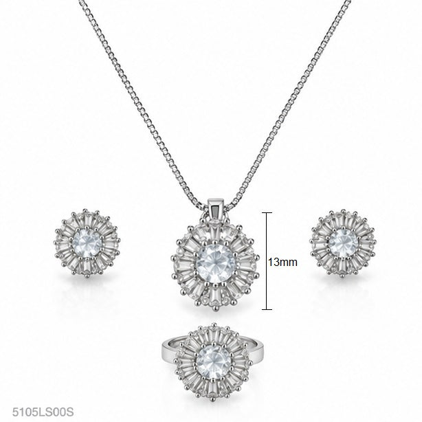 Silver Floral Necklace Set