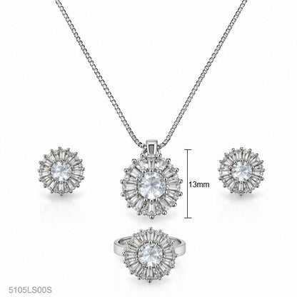 Silver Floral Necklace Set