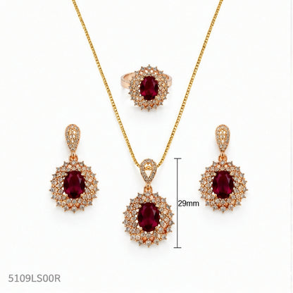 Red Crystal Halo Locket Set